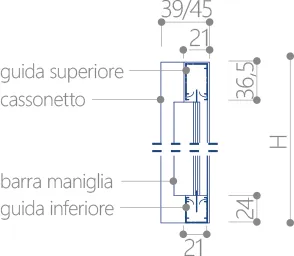 zanzariera siena - sezione verticale